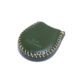 (Kyoto Thanks You) Small Coin Purse, Ultra Small, Horseshoe-shaped, Genuine Leather, Wallet, Compact, green (moss green)