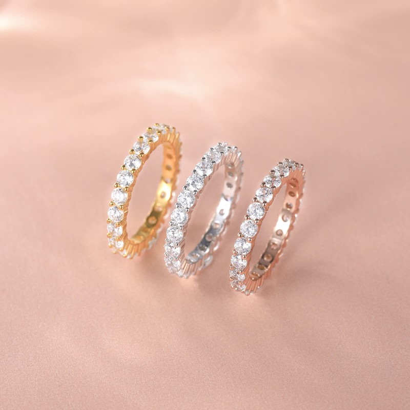 Titaniumcentral 3mm 925 Sterling Silver Engagement Ring for Women Cubic