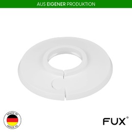 FUX Pack of 2 Single Heating Pipe Rosette 8 mm - 60.3 mm, Heating, Pipe Cover, Cover Rosettes, Trim, Radiator Rosettes, Polypropylene in Special Colours (20 mm, RAL 9016)