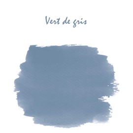 Jacques Herbin - Ref 20107T - Universal Writing Snap-In Ink Cartridges - Vert de Gris/Green-Grey - Cylindrical Metal Pot of 6 Cartridges - Grey-Coloured Ink