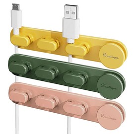 7987346 Cable Holder, Cable Clips, Cord Storage, Set of 3, Clips, Organize, Charging, Desk, Wiring Clips, Smartphones, Tablets, Car Holder, For Cars, Desktops, Rooms, Organization
