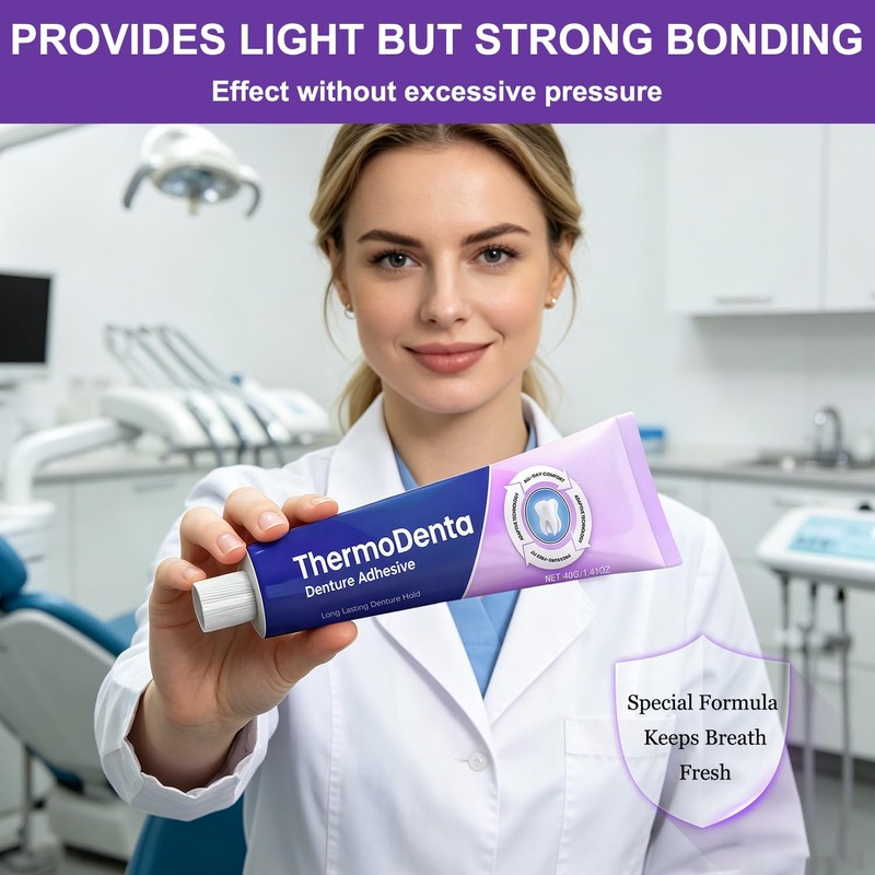 2Pcs Glow Denture Adhesive,Thermo Dental Denture Adhesive,Thermoplastic Denture Adhesive,Extra Strong