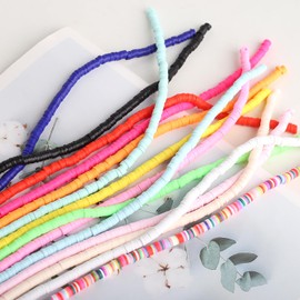 DAHI 4900 Pieces Beads for Bracelets Polymer Clay Beads for Threading 6 mm Colourful Heishi Beads 14 Colours Jewellery Making Sets for DIY Necklace Charm Bracelet Gift