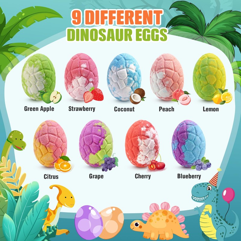 Qivatex Bath Bombs for Kids with Dinosaur Toys Inside, 9