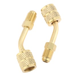 R410a Charging Vacuum Port Adapters, R410a Adapter 5/16" Female Quick Couplers with 1/4" Male Flare for Mini Split System Air Conditioners, HVAC & Refrigeration Service with 45° Angled Thimble 2-Pack