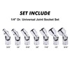 CASOMAN 7PCS 1/4" Drive Universal Flex Socket Set, SAE, 3/16"