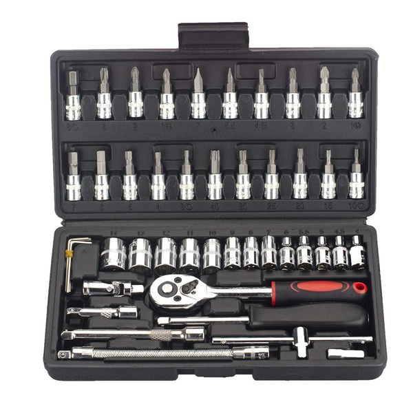 FLZOSPER 46-Piece 1/4-inch Screwdriver Drive Socket & Bit Set Combination