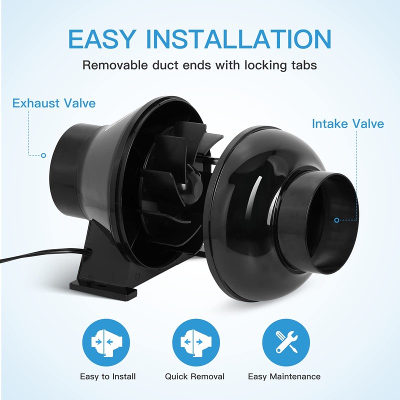iPower 4 Inch 230 CFM Inline Duct Ventilation Fan Quiet