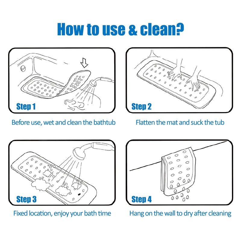 MOLFUJ 32"X16" Foot Scrubber Shower Mat with Feet Scrub Stone,