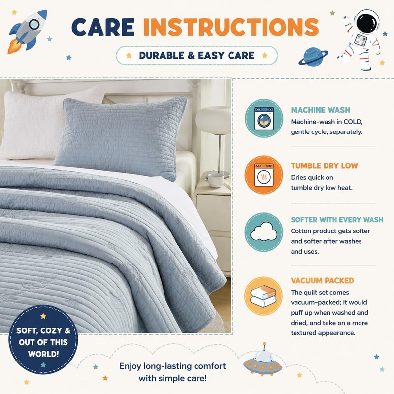 Brandream Kids Outer Space Bedding Set Twin Size Quilts Cotton