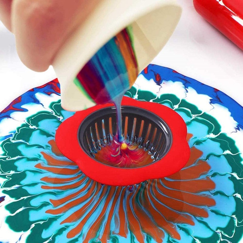 13 Pcs Acrylic Paint Strainers,Plastic Flower Strainers Silicone Pouring Drain