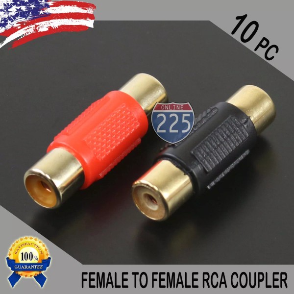 225FWY 10 Pcs Bag Female To Female RCA Couplers RED/BLACK