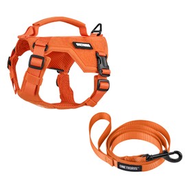 OneTigris Dog Harness for Small Dogs with Lead (150 cm), Mini Trooper Puppy Harness with Control Handle and 2 Towing Positions for Small Dogs, Orange XXXS