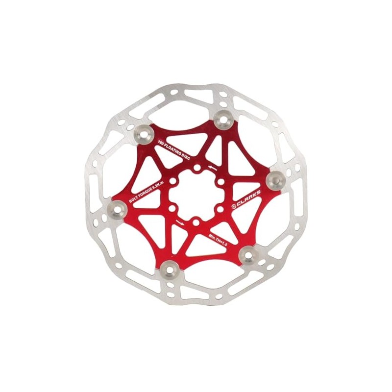Clarks Cycle Systems CFR-AR02 6-Bolt Floating Disc Brake Rotor, Red,