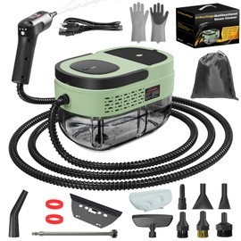 Handheld Steam Cleaner for Home, 2500W High Temperature Pressurized Machine, 1.6L Water Tank, Handle-controlled Steam Output, Portable Cleaning Steamer for Car, Bed Bugs, Furniture, Grout (Green)