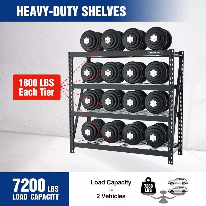 WORKPRO Metal Storage Shelving Unit Heavy Duty Storage Rack Multi-Size