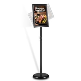 WAWOHERRNS Sign Holder 8.5x11 inch, Adjustable Sign Holder Stand with Base, Signage Stand with Snap-Open Frame Display for School Store Business Advertise Show Christmas Decor, Black