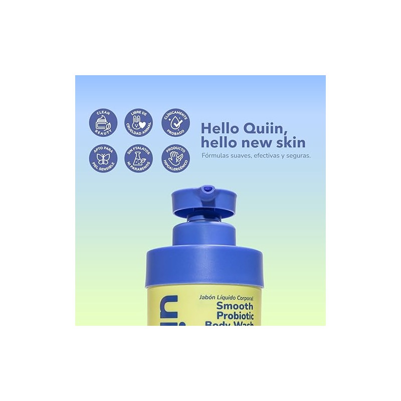 Quiin Smooth Probiotic Body Wash – Limpiador corporal con probióticos,