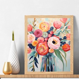 Natuyalo Flowers Paint by Numbers Kit for Adults - Flowers in a Vase Paint by Number on Canvas Without Frame, DIY Acrylic Painting for Ideal Gift Home Wall Decor (16x20 Inch)