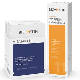 BIO-H-TIN Vitamin H 2,5 mg (Biotin) für gesunde Haare & Nägel, 2 * 84 Tabletten für 24 Wochen + BIO-H-TIN Belebendes Coffein-Shampoo, 200 ml