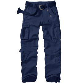 Men's Cargo Pants Casual Military Tactical Rip Stop Work Cotton Pants 8 Pockets (7533 Navy Blue 34)