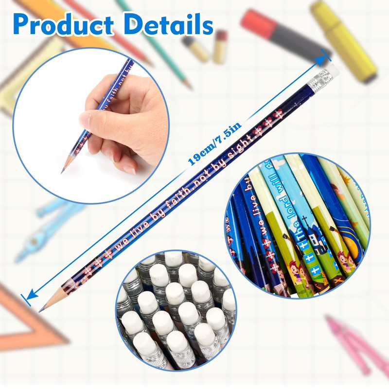 200 Bible Verses Inspirational Scripture Pencils with Hollow Cross for
