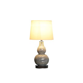 ORE HBL2210 Mirror Glass Mosaic Polyresin Table Lamp, Silver Chrome, 19.5"