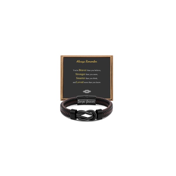 Inspirational Gifts for Men Brown Leather Bracelet for Men Forever