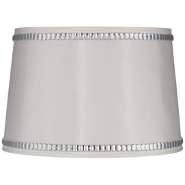White Drum Lamp Shade with Crystal Trim 13x15x10 (Spider) - Springcrest
