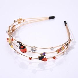 Vokone - Diademas de Halloween para mujer, espeluznante murciélago, bruja, calabaza, varias capas, perlas de vidrio para el pelo, disfraz de Halloween, accesorios para el cabello, regalos (murciélago de calabaza)