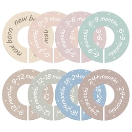 Baby Closet Dividers - 8 Pack Round Baby Clothes Dividers with Permanent Month Markers, No Fading Hanging Nursery Organizers for Baby Shower Gifts, Fits Most Standard Closet Rods