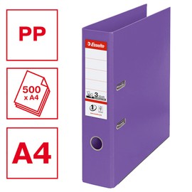 Esselte Lever Arch File for Archiving, Plastic, 7.5 cm Spine, 811530 - A4, Violet