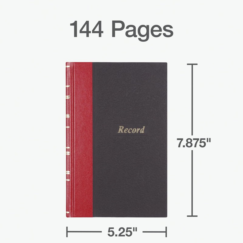 Boorum & Pease 96304 Record/Account Book, Black/Red Cover, 144 Pages,