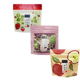 Fruit Tea 3 Types Set B, Japanese Tea with Apples 0.08 oz (2 g) x 5 p), Grape Wa Tea 0.08 oz (2 g) x 5p), Beni Cheek Japanese Tea 0.08 oz (2 g) x 5 P), 3 Types of Japanese Tea Bags Set