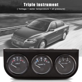 Triple Gauge Kit, 52mm Triple Gauges 3 in 1 Voltmeter+Water Temp Gauge+Oil Pressure Meter w/Sensor Oil/Volt/Water Gauge for Car Truck