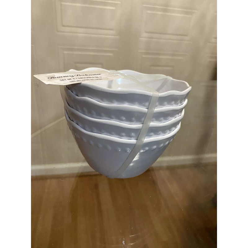 Tommy Bahama White MELAMINE Appetizer Bowls Set /4 - Scalloped