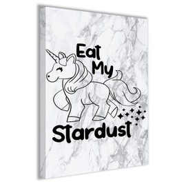 Hippowarehouse Eat my stardust unicorn Printed Canvas 41cmx61cm Wall Art Design Classroom Gym Room Home Office Décor