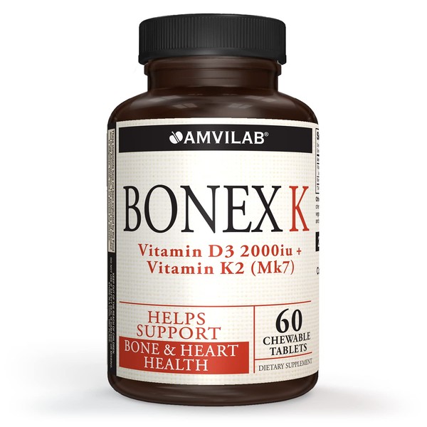 AMVILAB Bonex K Supplement|Vitamin D & K Complex|Supports Heart, Bones