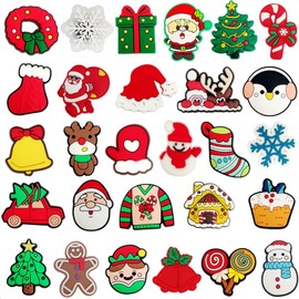 MUNSKT Shoes Charms for Christmas,28 PCS Cartoon Pattern Xmas Croc Charms,PVC Shoe Accessories,Gifts for Boys Girls Man Women,Croc Accessories