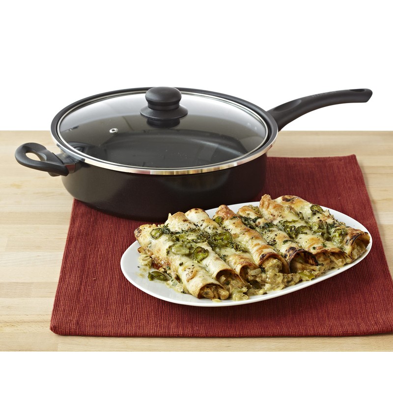 IMUSA USA Jumbo Cooker with Lid, 11-Inch, Black