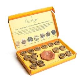 Nirmalaya Organic Kesar Sandalwood Havan Cups, 15 Cups with A Diya - Havan Samagri, A Mixture of Flower Powder, Loban, Jatamasi(Kesar Sandalwood Havan Cups) Standard