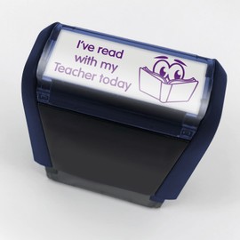 I've Read With My Teacher Today Reading Comprehension Pre Inked School Stamper Stamp 38x15mm Primary Teaching Services (Purple)