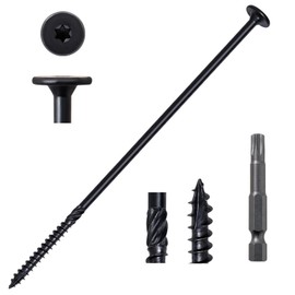 Valorada 20Pcs 6.3 x 200mm Wood Screws, Decking Screws, Heavy Duty Construction Structural Screw, Rust Resistant Black Wood Screw, with T30 Star Bit