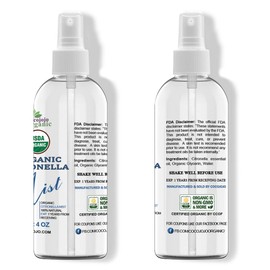 Organic Citronella Mist For Skincare - Face Mist Spray - Moisturizes Dry Skin & Uplift Mood - Pure Citronella Essential Oil & Glycerin Body Mist - Packaging May Vary. (4 oz)