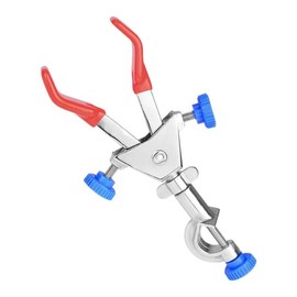 FunChem 2 Prong Dual Adjust Swivel Clamp, Laboratory 2 Finger Clamps Multipurpose 360 Degree Swivel Rubber Coated Clamp with Boss Head