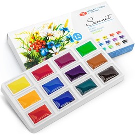 Sonnet Watercolour Paint Set, 12 Watercolour Paints for Floral & Botanical Painting, Made in Russia by Nevskaya Palitra