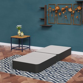 Nutan, 4-Inch Sturdy Box Spring for Mattress Support-Durable and Fully Assembled, Natural Wood Foundation for Twin, Black