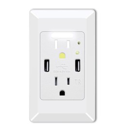 Greencycle USB Outlet with Nightlight, High Speed Dual 4.2A USB Ports Charger Wall Receptacle,15-Amp Electrical AC Duplex Receptacle, Power-Saving Auto Guide Light and Wall Plates White,1Pack