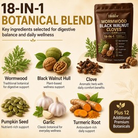Wormwood Black Walnut Cloves, 18-in-1 Black Walnut Wormwood Clove Softgels with Pumpkin Seed, Garlic, Turmeric Root, Supports Gut Cleanse & Digestive Health, Non-GMO, 240 Softgels