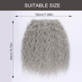 Yan Dream Men Long Curly Wizard Beard with Elastic Band Adult Novelty Costume Facial Hair Cosplay Party Mustache (Grey)